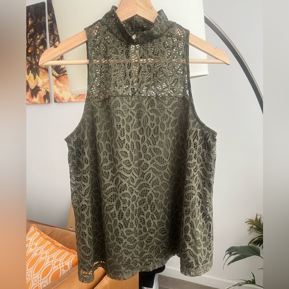 Express Lace High Neck Top